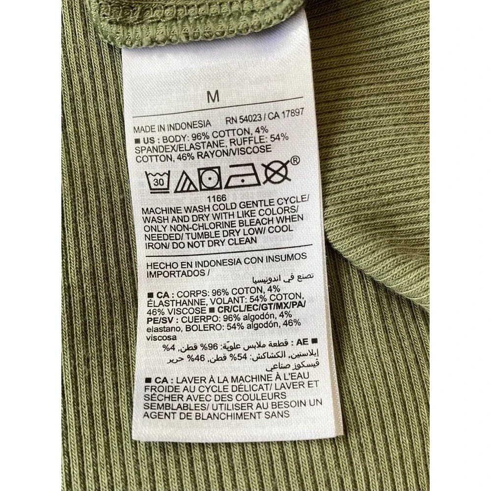 Old Navy Women’s Medium Ribbed Ruffle Sleeve Tank Bundle Black & Olive Green - Picture 10 of 16